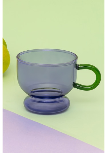 Glass In Love Renkli Kulplu Cam Bardak - Mor