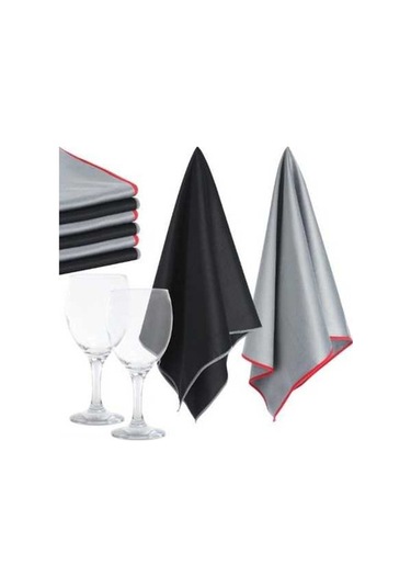 Besthome1 6 Adet Mikrofiber Temizlik Havlusu, Kömür-slate Renk, Kir Ve Iz İzlemeden Cam Temizliği Gri - Siyah