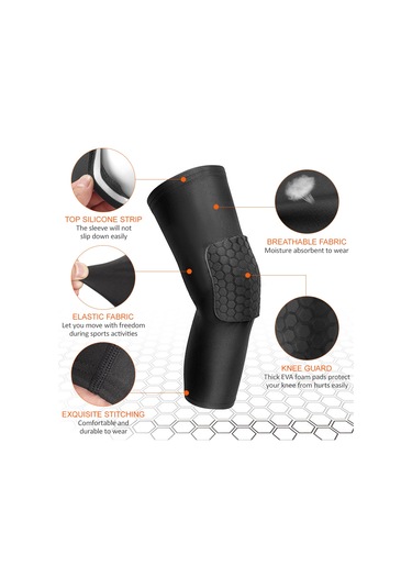 Moveevo Spor Aktivite Knee Sleeve: Darbe Emici, Havalandırıcı, Basketbol-trekking İçin Uzun Bilekli Koruyucu - Siyah, M Beden Tek Adet Siyah