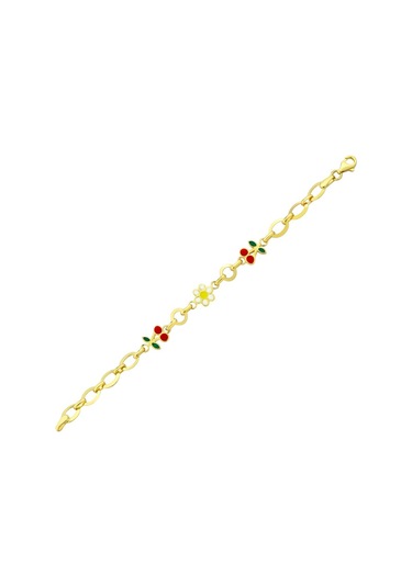 14 Ayar Kiraz Papatya Figürlü Altın Bebek Bileklik