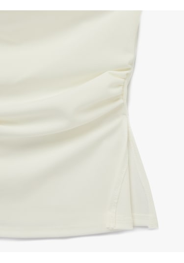 Koton Slim Fit Drape Detaylı Straplez Top Beyaz 6sak10192ek