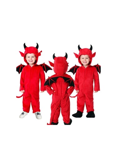 Jl Çocuklar Bebek Kırmızı Şeytan Kostüm Unisex Çocuk Cosplay
