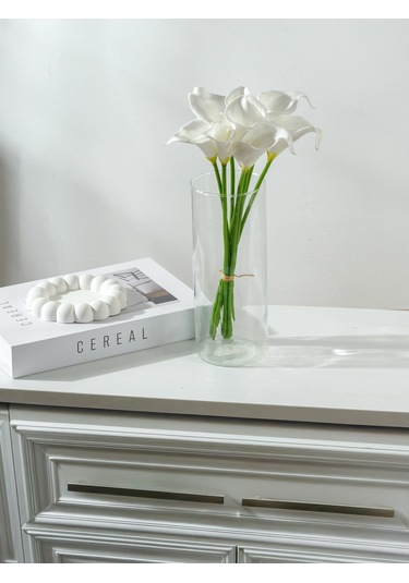 Yapay Çiçek Islak Gerçek Gala Çiçeği 8 Dal Net Beyaz 34 Cm