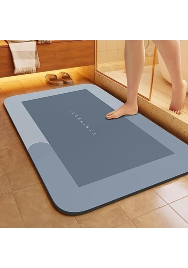 Elmpaly 1 Adet Kaymaz Diatomite Banyo Paspası - Hızlı Kuruyan Yumuşak Gri Pembe 50x80 Cm Gri Pembe