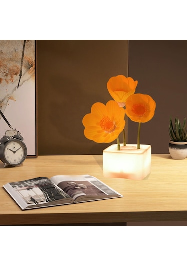 Homyl Otomatik Blooming Çiçek Gece Işık Yatak Odası Ekran Sari Çok Renkli