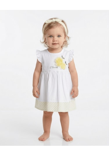 S-Mall Caramell Bebek Elbisesi - Bandanalı - Elb6456 - Lemon - Beyaz