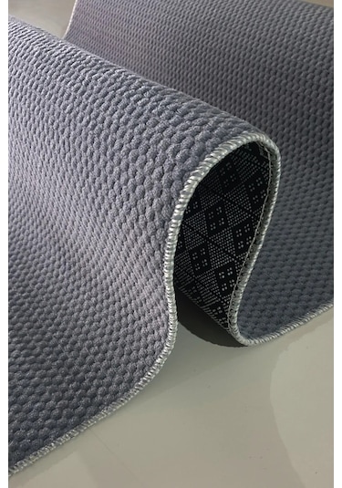 Antrasit Gri Kaymaz Tabanlı Kesme Yolluk Kabartmalı Koridor Mutfak Salon Halısı