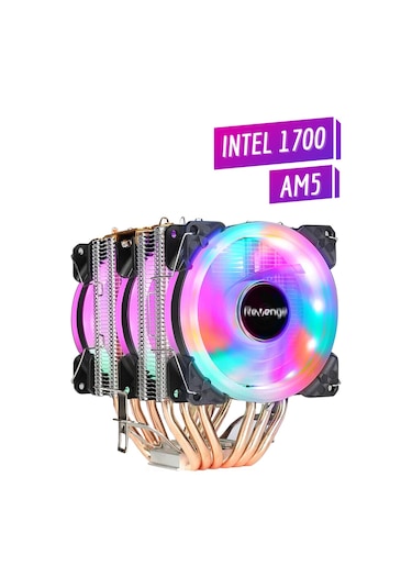Revenge Cold Frost 603 Kule Tipi 3 Fanlı Rainbow Gaming İşlemci Fanı 6 Bakır Kanallı Cpu Fan Soğutma Sistemi