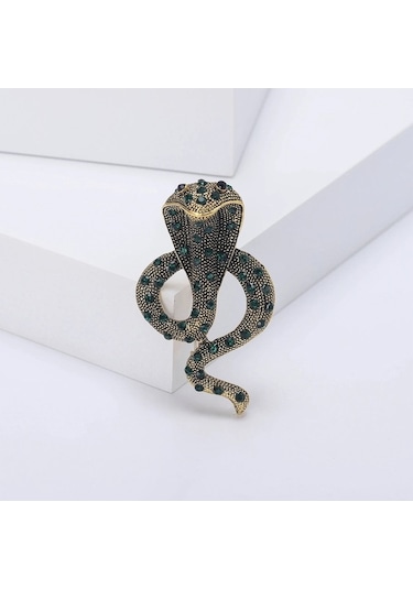 Ganzhoushop Yılan Trendy Rhinestone Red2201 Pimleri Parti Ofis Multı Multı Kobra Kadınlar İçin Şık Emaye Broş Qg Çok Renkli