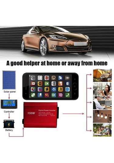 Ulzyvf 150w Araç İnvertörü - 12v/220v Çevirici, Usb & Type-c Çift Portlu, Seyahat Ve Acil Şarj