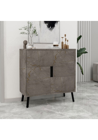 Darien Ç001 Çok Amaçlı Dolap Gordion Mermer/ahşap Siyah