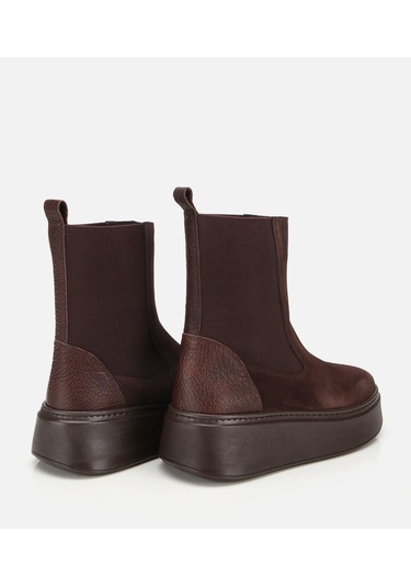 Hotiç Kadın Süet Deri Kahverengi Lastik Detaylı Kalın Tabanlı Düz Bot 01boh317830a480 01boh317830a480 Kahverengi