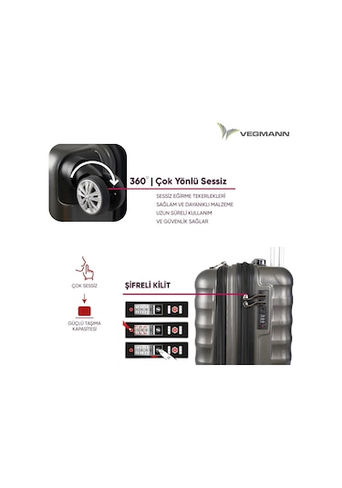 Vegmann Wave Laptop Bölmeli Antrasit Kabin Boy Valiz Mavi