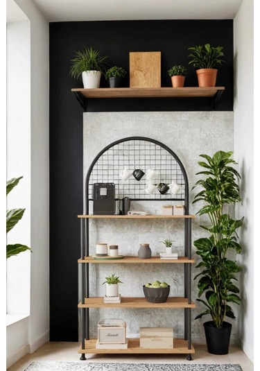 Çevir Kur Atlantik Çam 4 Raflı Kahve Köşesi Dolabımutfak Düzenleyici, Stand, 71x167x35 Cm Atlantik Çam