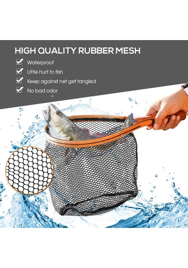 Yuntech01 Spw003 Mini Akarsu Balık Avı Ağı - Ahşap + Silikon/polyester Malzeme, 3 Farklı Boyut Seçeneği A/b/c