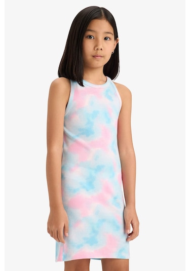 DeFacto Kız Çocuk Batik Desenli Fitilli Kaşkorse Kolsuz Yazlık Elbise B4489A825SMPN4