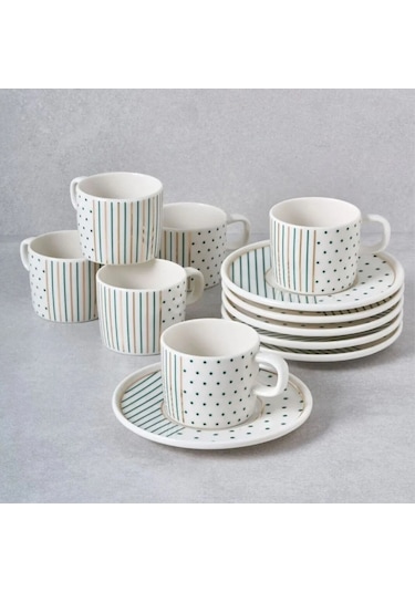 Güral Porselen Mental 12 Parça Kahve Fincan Takımı 6548 Beyaz