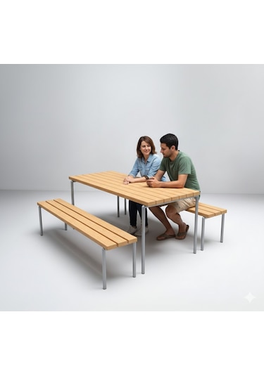 Piknik Masası 145 Cm, Bağımsız Oturma Bankları-427