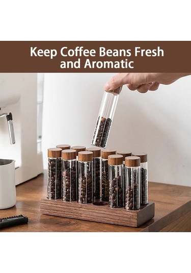 Tek Doz Kahve Çekirdeği Depolama 12 Tüp Çok Amaçlı Kahverengi Kahverengi