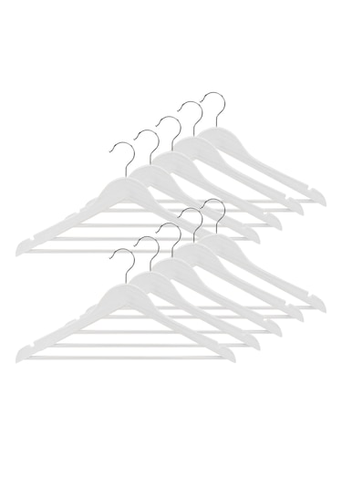 Ahşap Görünümlüplastik Elbise Askısı A Kalite 10adet Al4493 Beyaz