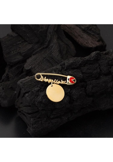 Yazı Yazılabilen Maşallahlı Altın Çengelli İğne VACIS14K20586