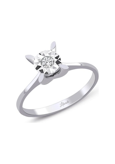 0.06 Ct Lazerli Pırlanta Badem Tırnak Tektaş Yüzük