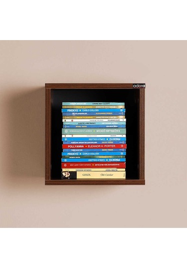 Adoremobilya Dekoratif Kare Duvar Rafı - Ispanyol Ceviz