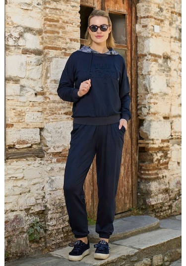 Cossy By Aqua 26040 Kadın Uzun Kollu Kapişonlu Eşofman Takımı-lacivert Lacivert
