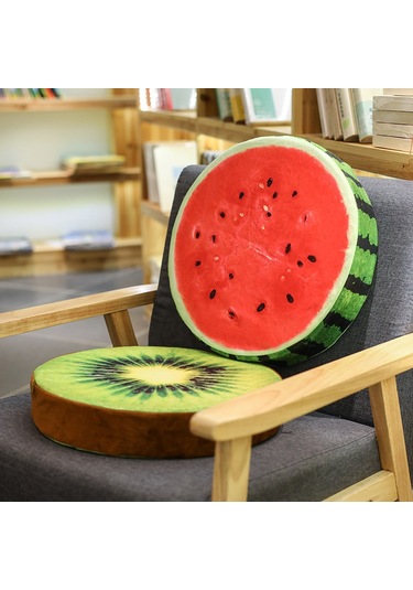 Youmex 39cm Çap 7cm Kalınlukta Kırmızı Karpuz Desenli, Yıkanabilir Kılıfıyla 3d Meyve Desenli Yastık - Oturma/dayama Kullanıma Uygun, Tüm Yaş Grupları İçin Diğer