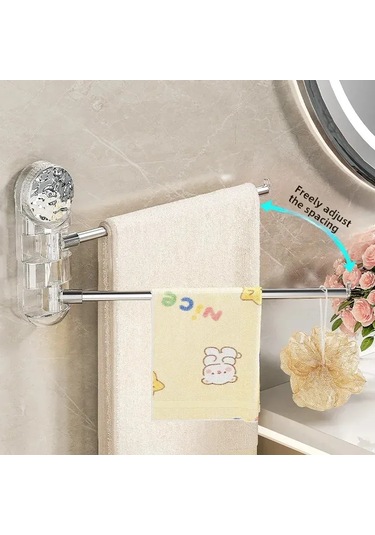 Reedark Banyo İçin Paslanmaz Çelik Döner, Delme Yok Suctionlı Mutfak Havlu Rakası, Çok Amaçlı Duvar Takıklı Depolama Rakası Transparan Gri, 2 Çubuk Diğer