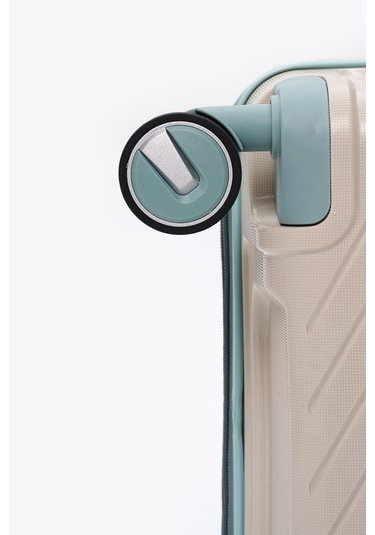 Elatae Exclusive Pro Polipropilen Kabin Boy Kırılmaz Valiz Bej - Mavi 5239