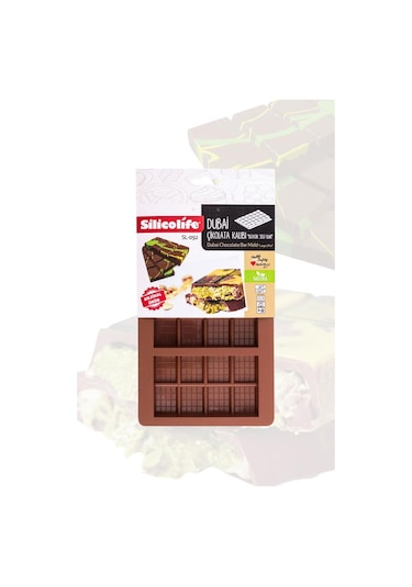 Dubai Çikolatası Kalıbı Silikon Çikolata Kalıbı Büyük Boy 1 Adet 27x17 Cm Kahverengi