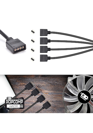 Ropcomp Pc Kasa Ve Led Aydınlatma İçin 4 Çıkışlı 4-pin Rgb Splitter 30 Cm