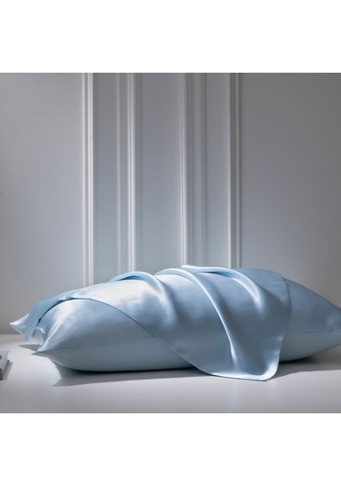 Antibakteriyel Terletmeyen İpek Saten Yastık Kılıfı 2'li 50x70 Mavi Mavi