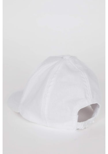 DeFacto Kız Bebek Nakışlı Keten Karışımlı Cap Şapka D6882A525SMER83 Ekru
