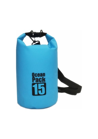 Mufunye 15l 500d Pvc Su Geçirmez Çanta, Kayak/rafting İçin Dayanıklı, Tek Askılı, Mavi, Roll-top Kapatma Sistemiyle