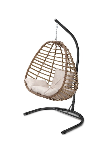 Tu Tienda Rattan Tek Kişilik Bahçe Balkon Ev Salıncağı,kahverengi Krem