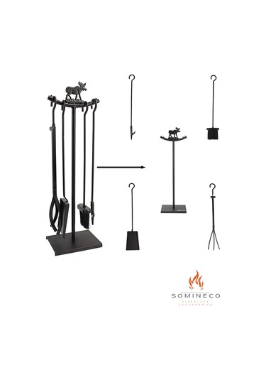 Somineco 5 Li Lüx Ithal Metal Geyik Motif Kabartmalı Şömine-Soba