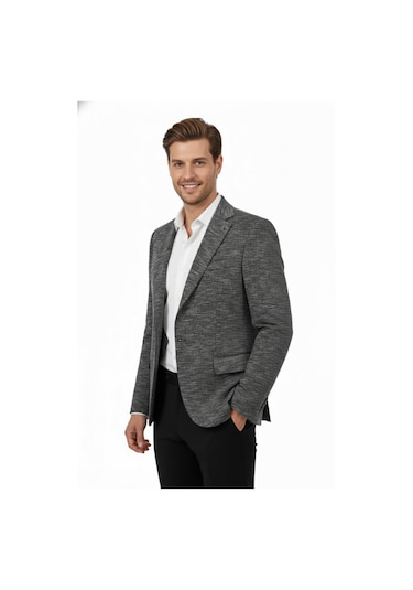 Erkek Tek Spor Ceket Çift Yırtmaçlı Bgl-st04981 Füme