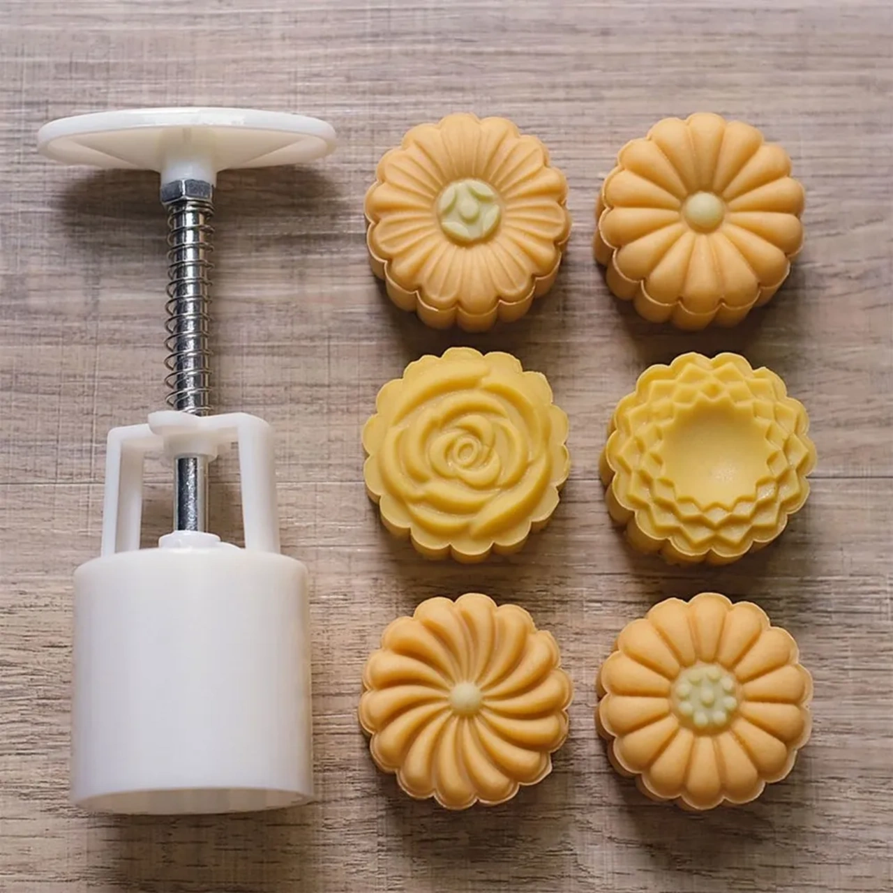 Yaleker Gıda Kalitesi Abs Hamur Kesme Kalıbı, Mooncake, Kurabiye, Fıstık Ezmesi Pastası İçin Manuel Basma Tipi, Ev Fırını Ve Buzdolabı Uyumlu, Beyaz Renk, 1 Set Beyaz