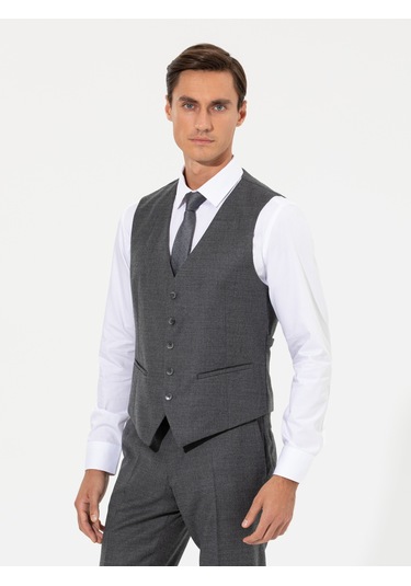 Cacharel Gri Slim Fit Yelek