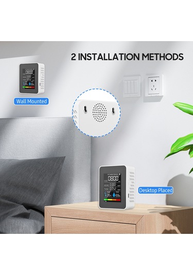 Symbee Co2, Hcho, Tvoc, Sıcaklık Ve Nem Tespit Cihazı - Lcd Renkli Ekranlı Yarıiletken Sensörlü Hava Kalitesi Monitörü Batarya Dahil