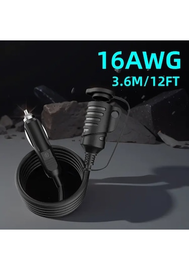 Boatshop1 Tr-29 Araba Uzatma Kablosu 16awg 36m 12ft Erkek Dişe Çıkış Füze Led Işık Şarj Cihazları Lastik Pompaları İçin Kırmızı Siyah Çizgili Dayanıklı İzolasyon