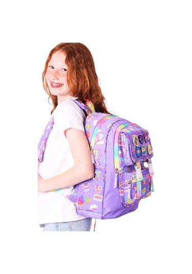 Elatae Su Geçirmez Kumaş Kız Çocuk Çok Gözlü Ortopedik Sırt Okul Çantası L5238 Lila