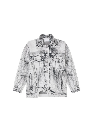 Ph5 Hana Denim Desenli Oversize Ceket Gri