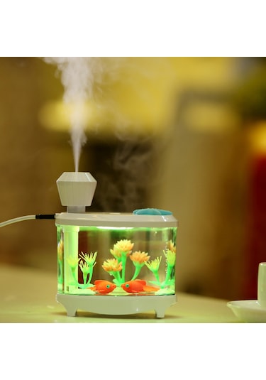 Hangfox Usb Akvaryum Nefeslandırıcı: Ev Ve Ofis İçin Nemlendirici, Hava Temizleyici Ve Estetik Gece Lambası Açık Mavi