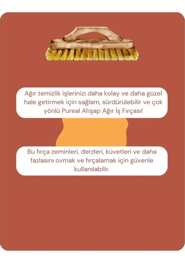 Pureal Ahşap Ağır İş Fırçası