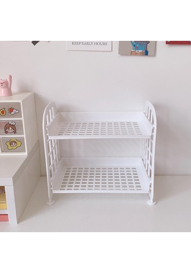 Beyaz Kawaii Macaron Minimalist Masa Masaüstü Organizatör Depolama Rafı Öğrenci Yurdu Katlanır Içi Boş Raf Cilt Bakımı Depolama Rafı