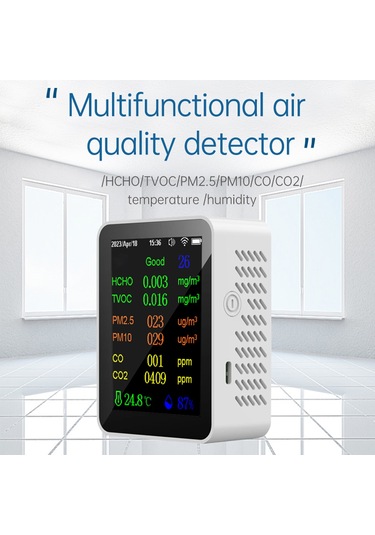 Taşınabilir Hava Kalitesi Ölçer 9in1 Pm2.5 Pm10 Co Siyah