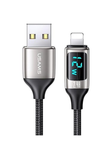 Usams Us-Sj543 Dijital Göstergeli,Çipli,Örgülü, 1.2M 2.4A Lightni